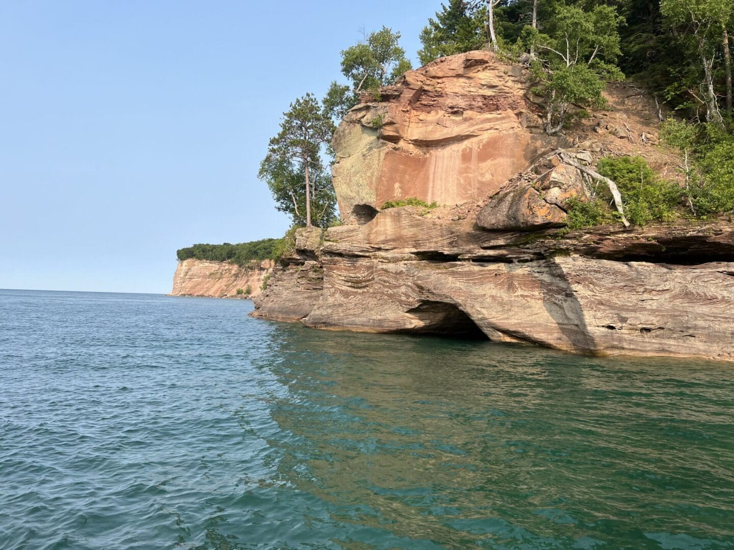 A view of the water from a boat.